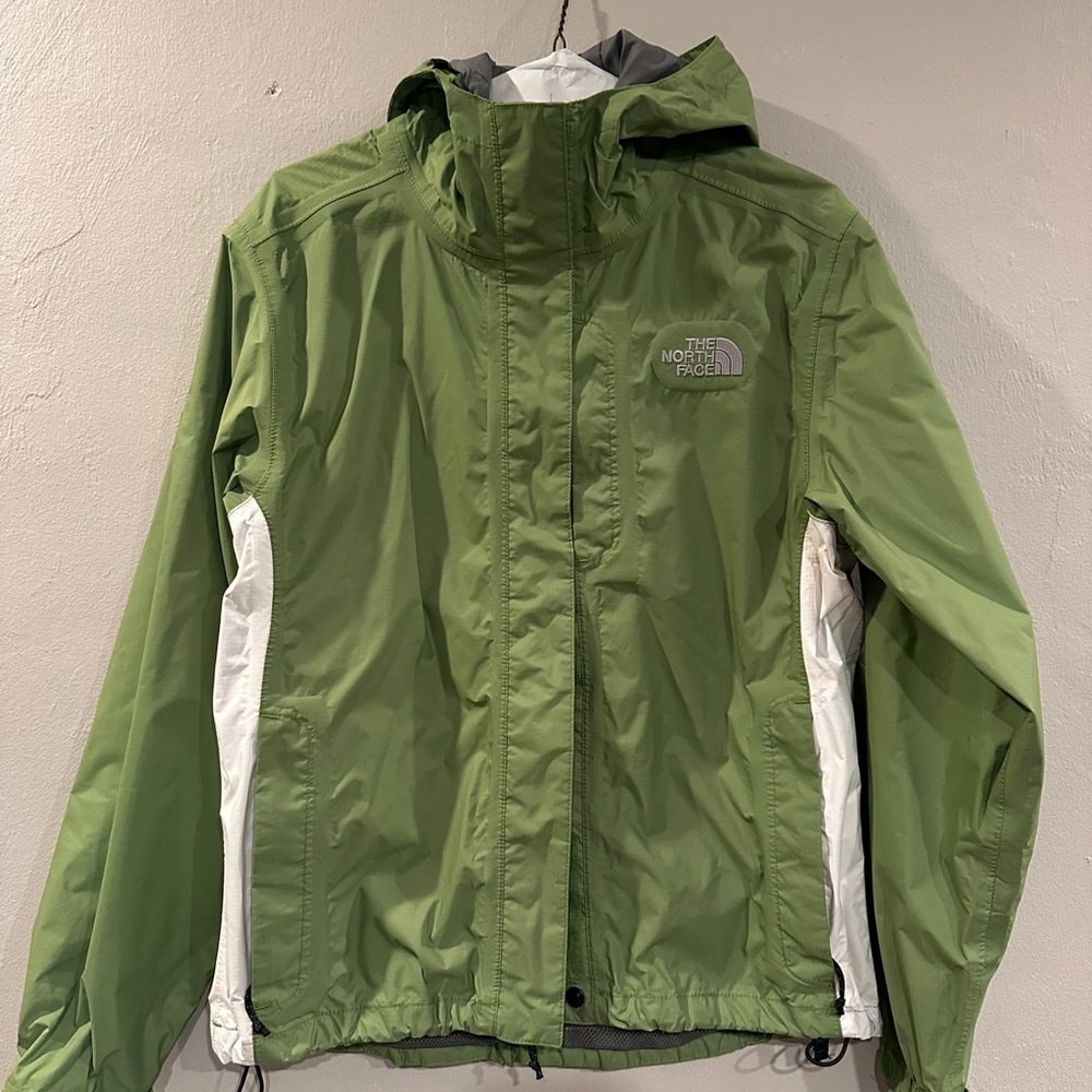 The North Face Green and White Rain Jacket
